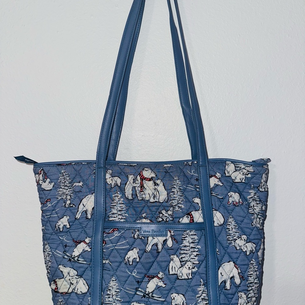 Vera Bradley Sky Blue Polar Bear Quilted Tote